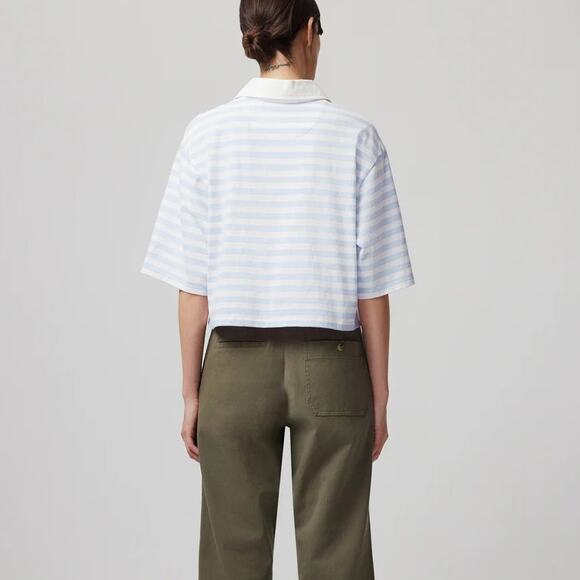 ATM Anthony Thomas Melillo Stripe Jersey Short Sleeve Polo Powder Blue Small - Picture 5 of 8